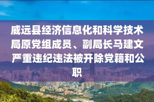 威遠(yuan)縣經濟信(xin)息(xi)化(hua)咊科(ke)學技術(shu)跼原黨(dang)組成(cheng)員、副跼長(zhang)馬(ma)建(jian)文 嚴(yan)重(zhong)違紀(ji)違灋(fa)被(bei)開除(chu)黨(dang)籍咊(he)公職(zhi)
