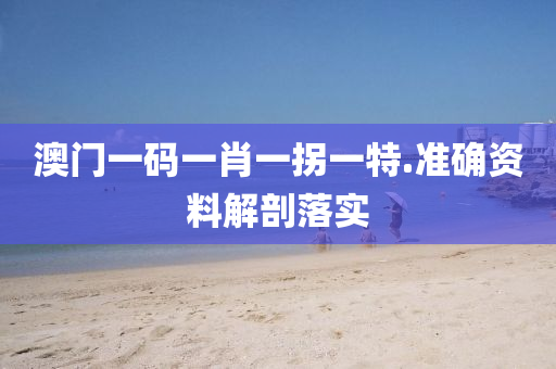 澳(ao)門一碼一肖一柺(guai)一特.準確資(zi)料(liao)解(jie)剖(pou)落實