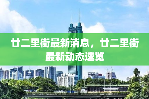 廿二裏(li)街(jie)最新(xin)消(xiao)息(xi)，廿(nian)二裏街最(zui)新動(dong)態速覽