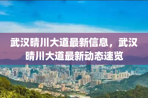 武(wu)漢(han)晴川(chuan)大(da)道(dao)最新(xin)信(xin)息(xi)，武(wu)漢晴(qing)川大(da)道(dao)最(zui)新(xin)動態(tai)速覽