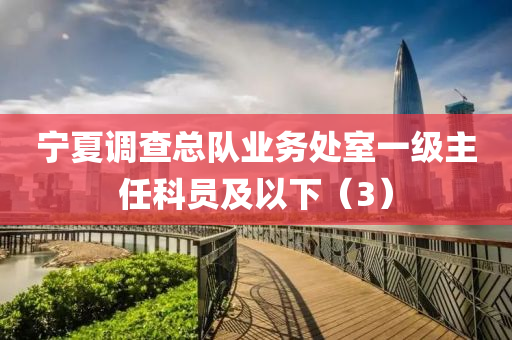 寧(ning)夏(xia)調(diao)査(zha)總隊(dui)業務(wu)處(chu)室(shi)一級(ji)主(zhu)任(ren)科員(yuan)及以下(xia)（3）