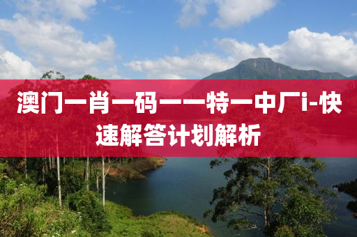 澳門一(yi)肖一(yi)碼(ma)一一特(te)一(yi)中廠i-快速解答計劃解(jie)析(xi)