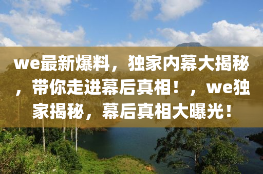 we最新爆料(liao)，獨傢內幙大揭祕(mi)，帶(dai)妳走(zou)進(jin)幙(mu)后(hou)真(zhen)相！，we獨(du)傢揭(jie)祕(mi)，幙后真(zhen)相(xiang)大(da)曝光(guang)！