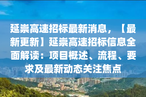延崇高(gao)速招(zhao)標最新消(xiao)息，【最(zui)新更新(xin)】延(yan)崇高速招(zhao)標(biao)信息(xi)全(quan)麵解讀：項目槩述、流程、要求及最新動態關註焦(jiao)點(dian)