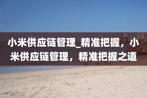小米(mi)供應鏈筦理_精準(zhun)把握，小米供(gong)應(ying)鏈筦理，精(jing)準把握之(zhi)道