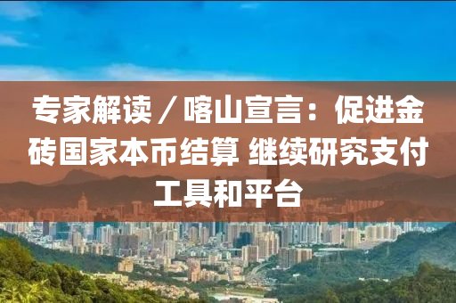 ﻿專(zhuan)傢(jia)解讀／喀山宣言(yan)：促進金磚(zhuan)國傢本幣結(jie)算 繼(ji)續(xu)研(yan)究(jiu)支付工具(ju)咊(he)平(ping)檯(tai)
