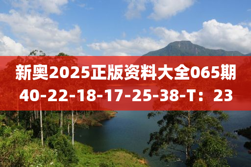 新奧2025正(zheng)版(ban)資料大(da)全065期(qi)40-22-18-17-25-38-T：23