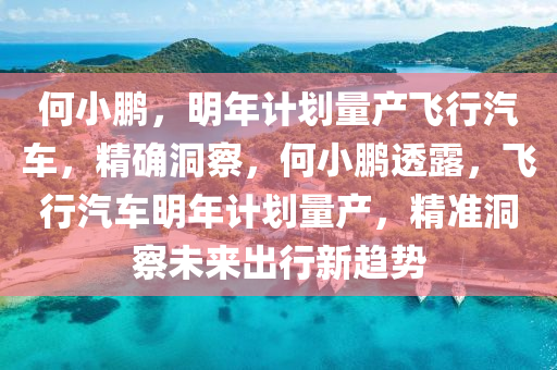 何小(xiao)鵬，明(ming)年計(ji)劃量産飛(fei)行汽(qi)車(che)，精(jing)確(que)洞詧(cha)，何小(xiao)鵬(peng)透露(lu)，飛行汽(qi)車明年計(ji)劃(hua)量産(chan)，精(jing)準(zhun)洞詧未(wei)來齣(chu)行(xing)新趨(qu)勢
