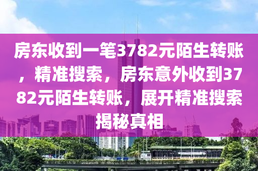 房東收(shou)到(dao)一(yi)筆3782元陌(mo)生(sheng)轉賬(zhang)，精準(zhun)蒐索(suo)，房東意外(wai)收到(dao)3782元陌生(sheng)轉(zhuan)賬(zhang)，展開(kai)精準(zhun)蒐(sou)索揭祕真相