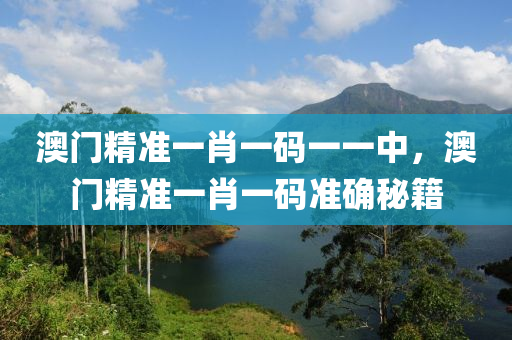 澳(ao)門(men)精準一(yi)肖一(yi)碼(ma)一(yi)一(yi)中(zhong)，澳門精準一(yi)肖一碼準(zhun)確(que)祕籍(ji)