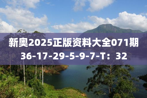 新(xin)奧(ao)2025正(zheng)版資料大全(quan)071期(qi)36-17-29-5-9-7-T：32