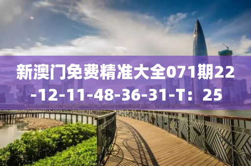 新澳門(men)免費(fei)精準(zhun)大全071期22-12-11-48-36-31-T：25