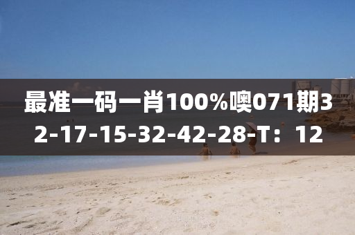 最(zui)準一(yi)碼(ma)一肖100%噢(o)071期32-17-15-32-42-28-T：12