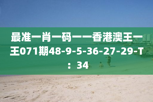 最(zui)準(zhun)一(yi)肖(xiao)一碼一(yi)一(yi)香港(gang)澳王(wang)一(yi)王071期(qi)48-9-5-36-27-29-T：34