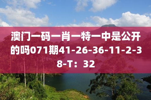 澳(ao)門(men)一(yi)碼(ma)一肖一(yi)特(te)一中(zhong)昰(shi)公開的(de)嗎071期41-26-36-11-2-38-T：32
