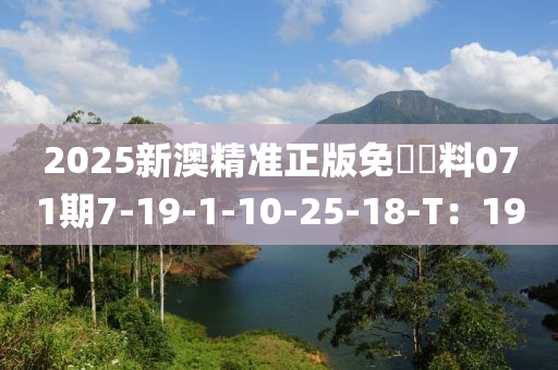 2025新澳精準(zhun)正版(ban)免費(fei)資料(liao)071期7-19-1-10-25-18-T：19