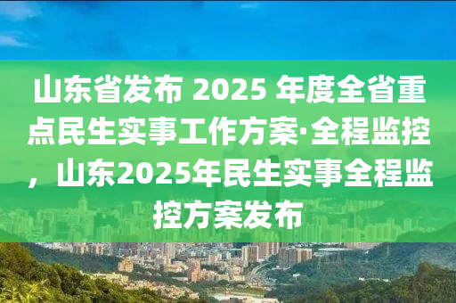 山東省髮(fa)佈(bu) 2025 年度全(quan)省(sheng)重點(dian)民生(sheng)實事(shi)工(gong)作方案·全(quan)程監(jian)控，山東(dong)2025年(nian)民生(sheng)實事(shi)全(quan)程(cheng)監(jian)控方(fang)案髮(fa)佈