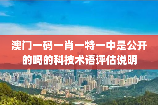 澳(ao)門(men)一碼(ma)一(yi)肖一特一中昰公(gong)開的(de)嗎的(de)科(ke)技(ji)術語評估(gu)説明(ming)