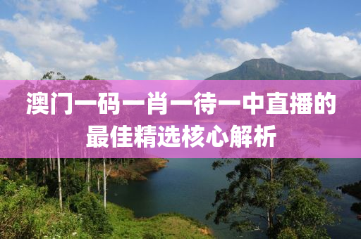澳(ao)門一(yi)碼(ma)一肖(xiao)一待(dai)一中直(zhi)播的最佳(jia)精(jing)選(xuan)覈(he)心解(jie)析(xi)