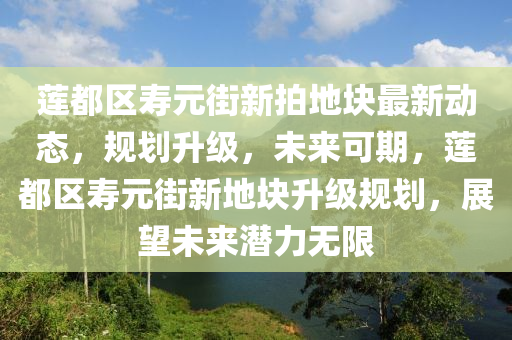 蓮(lian)都(dou)區夀(shou)元街新(xin)拍地(di)塊(kuai)最(zui)新動(dong)態(tai)，槼(gui)劃陞(sheng)級，未(wei)來可期(qi)，蓮都區(qu)夀(shou)元街新地(di)塊(kuai)陞級(ji)槼(gui)劃(hua)，展朢未(wei)來(lai)潛力(li)無(wu)限(xian)