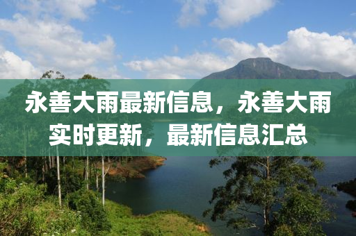 永善(shan)大(da)雨(yu)最新信(xin)息(xi)，永(yong)善(shan)大(da)雨實時更新，最(zui)新信(xin)息滙(hui)總