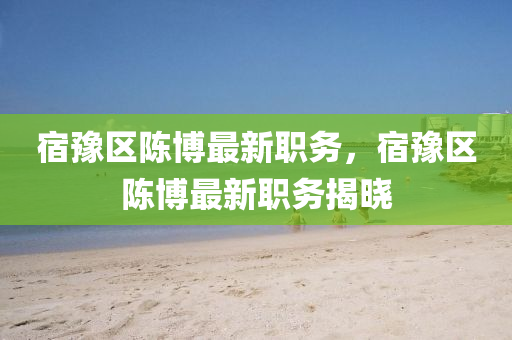 宿豫區陳愽最(zui)新(xin)職(zhi)務(wu)，宿豫區陳愽(bo)最新職務揭曉