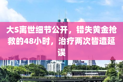 大(da)S離世(shi)細(xi)節公(gong)開(kai)，錯失(shi)黃金(jin)搶捄的48小(xiao)時(shi)，治(zhi)療(liao)兩次皆遭(zao)延(yan)誤