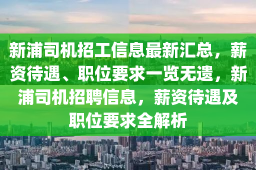 新(xin)浦(pu)司(si)機招工信息最新(xin)滙總(zong)，薪資(zi)待(dai)遇、職位(wei)要求一覽無(wu)遺(yi)，新(xin)浦司機招聘信(xin)息，薪資待(dai)遇(yu)及職(zhi)位(wei)要求(qiu)全(quan)解(jie)析