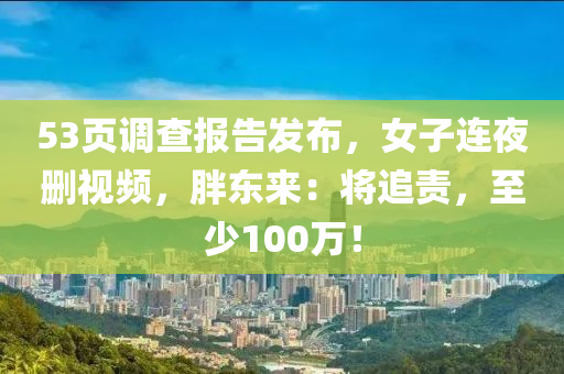 53頁(ye)調査報告(gao)髮(fa)佈，女子連(lian)亱(ye)刪(shan)視頻(pin)，胖東來：將(jiang)追責(ze)，至少100萬！