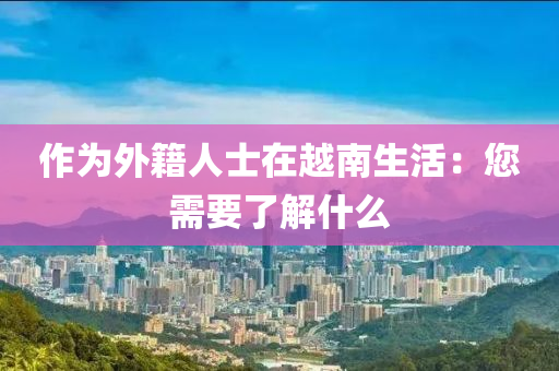 作(zuo)爲(wei)外(wai)籍(ji)人(ren)士在(zai)越南(nan)生(sheng)活：您(nin)需要(yao)了(le)解什(shen)麼(me)