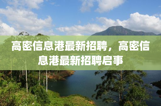高密信(xin)息港(gang)最新招聘，高(gao)密信(xin)息港最新招(zhao)聘(pin)啟事(shi)