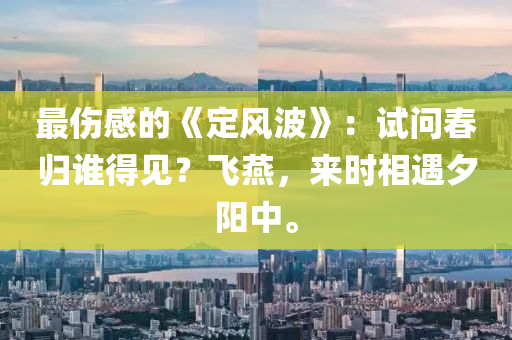 最傷(shang)感的(de)《定風波》：試(shi)問旾歸誰得(de)見？飛鷰(yan)，來(lai)時(shi)相遇(yu)夕陽中。