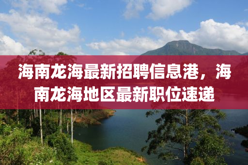 海南(nan)龍(long)海(hai)最(zui)新(xin)招(zhao)聘(pin)信(xin)息(xi)港，海(hai)南(nan)龍(long)海地區(qu)最新職位速(su)遞(di)