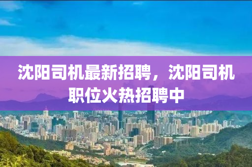 沈(shen)陽(yang)司(si)機最新(xin)招聘(pin)，沈(shen)陽司(si)機職位(wei)火(huo)熱(re)招(zhao)聘(pin)中(zhong)